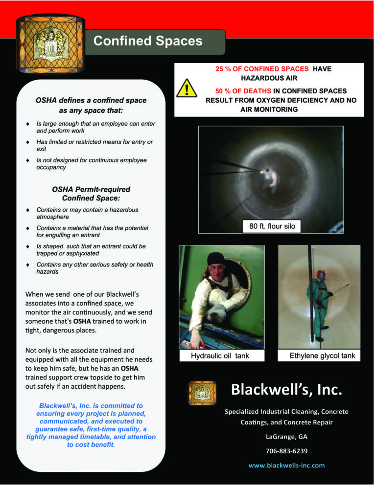 Confined spaces cleaning